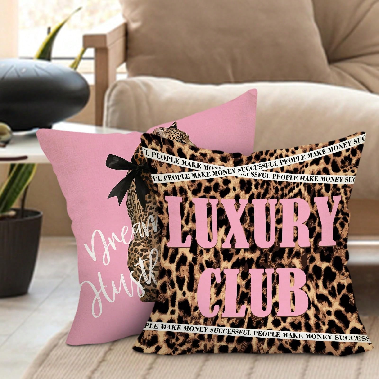 2pcs Leopard Print Pink Decora - Pillow Insert 18X18 recension och pris