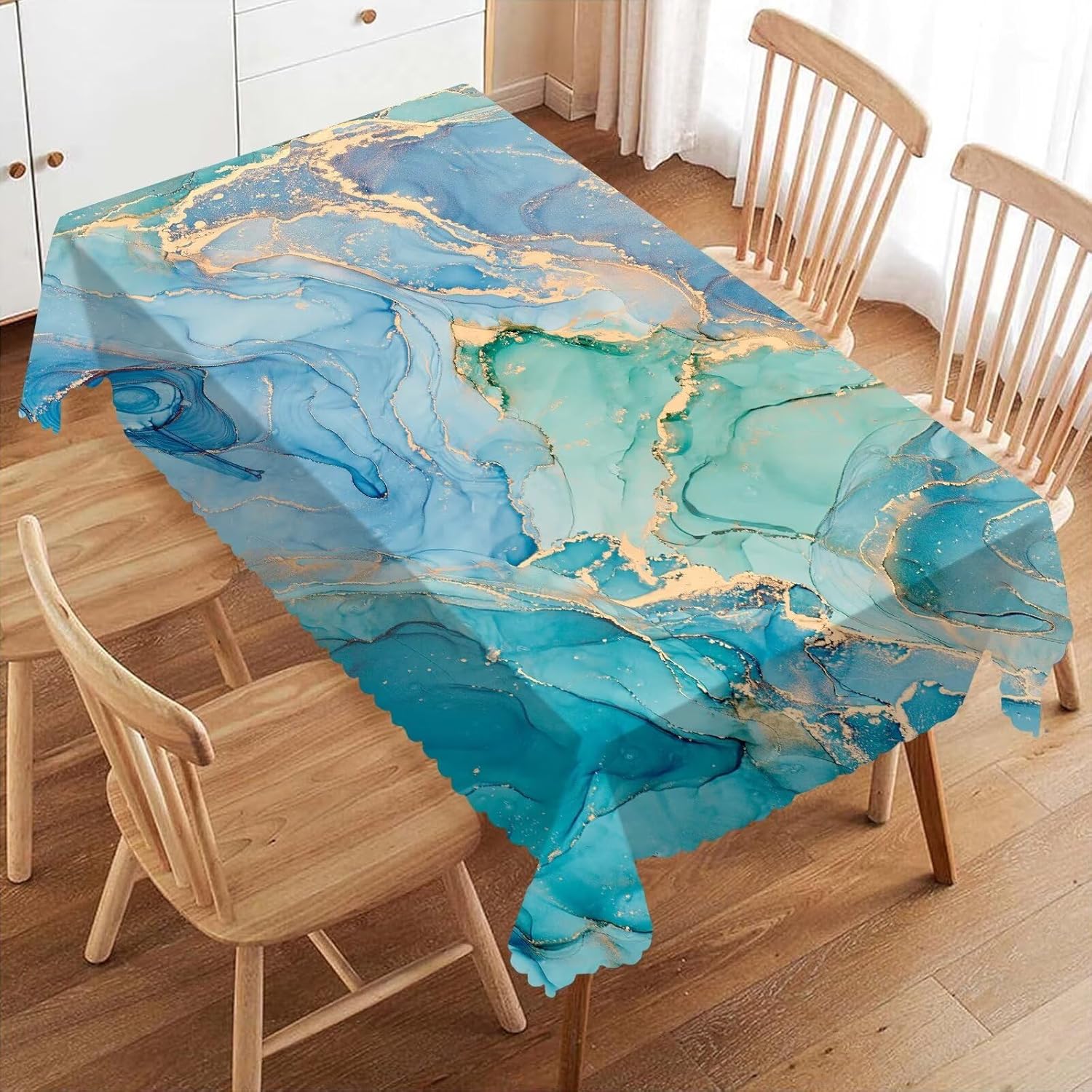 Luxury Teal Marble Fluid Table - Home Textiles Premium recension och pris